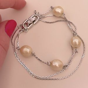 Vintage 80’s MONET Faux Pearl MermaidCore Bridal Preppy Classic Ballet Bracelet